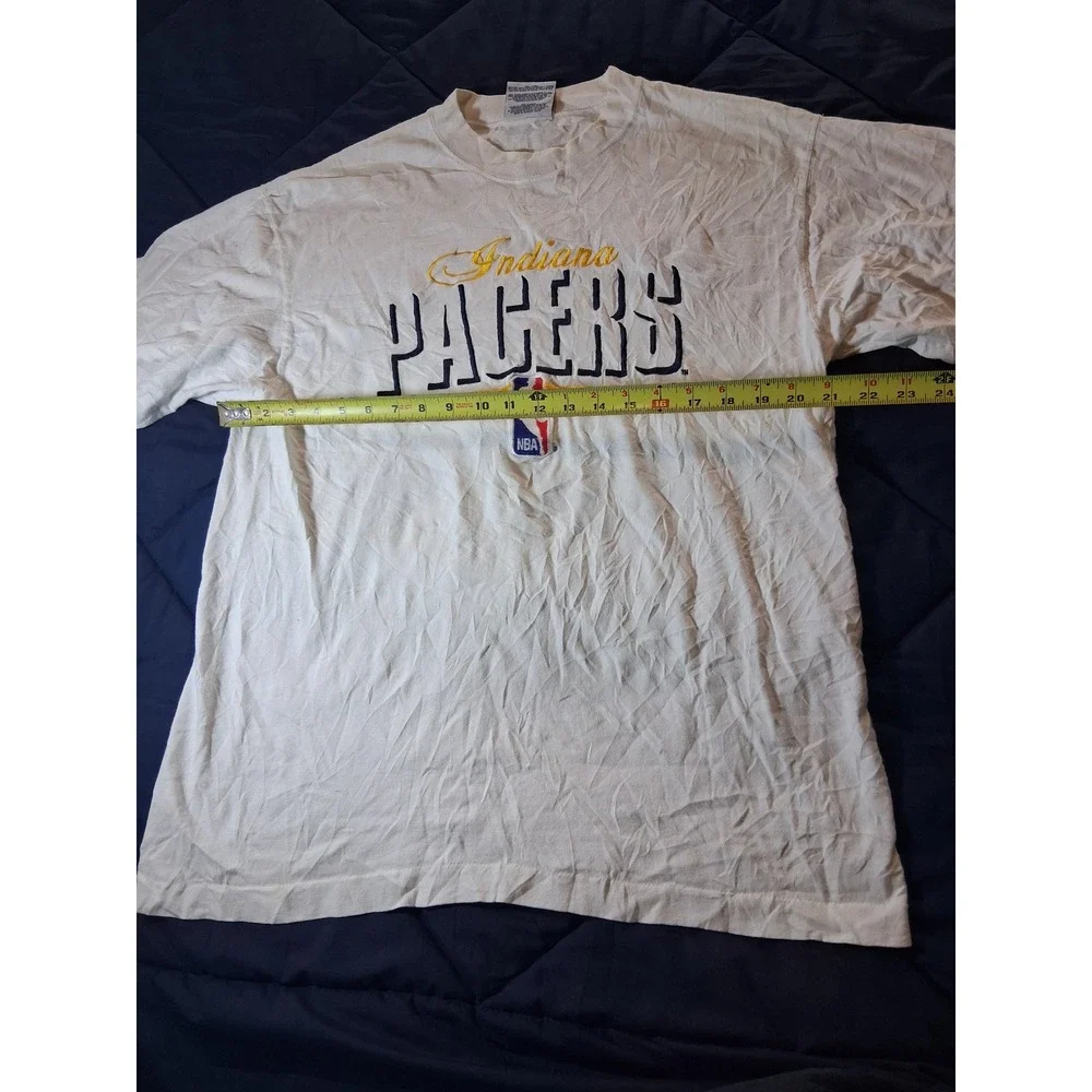Vintage Indiana Pacers T Shirt Mens Large White Logo Athletic NBA Basketball 90s